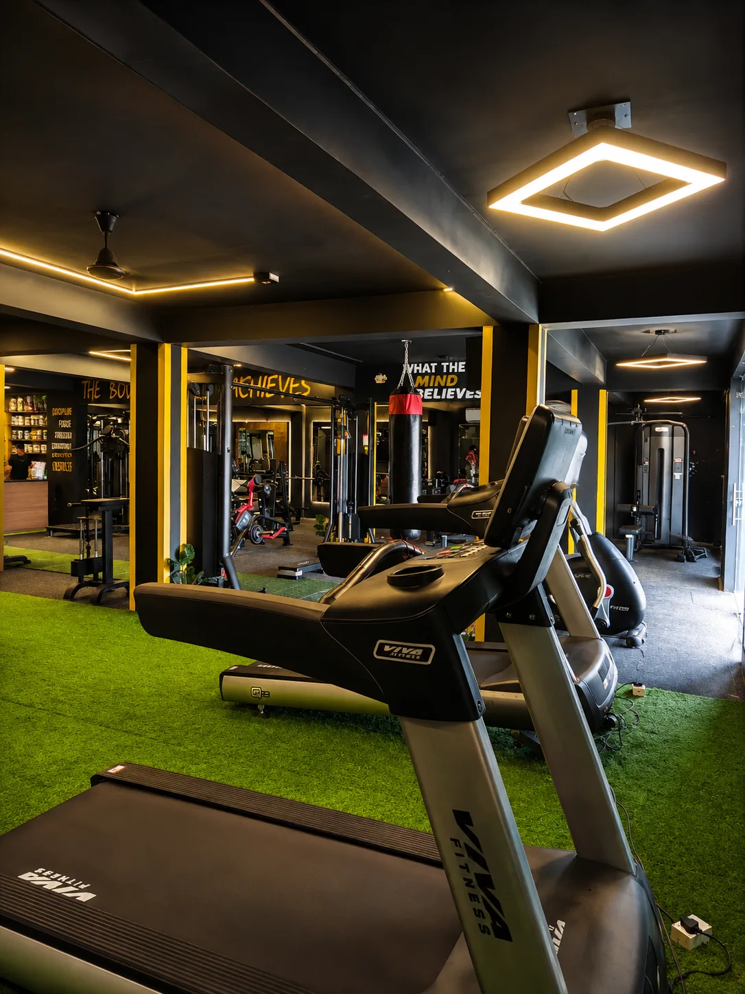 Row of treadmills on the workout floor